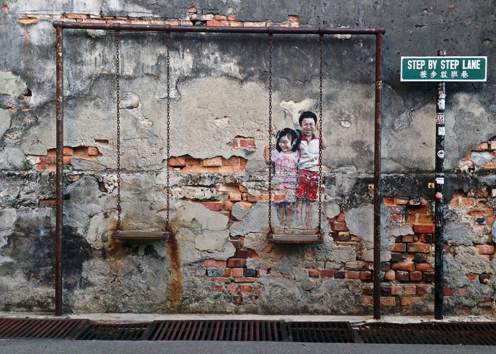 Street art en Step by step lane en George Town Penang